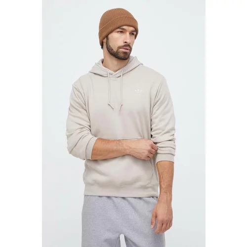 Adidas Bombažen pulover moška, bež barva, s kapuco