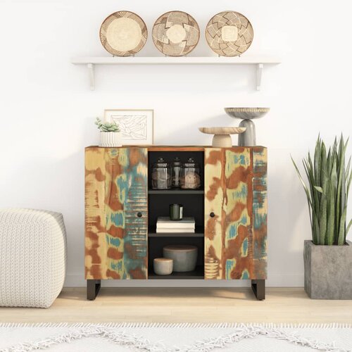  Komoda s 2 vrata 90 x 33 x 75 cm od masivnog obnovljenog drva Cijene