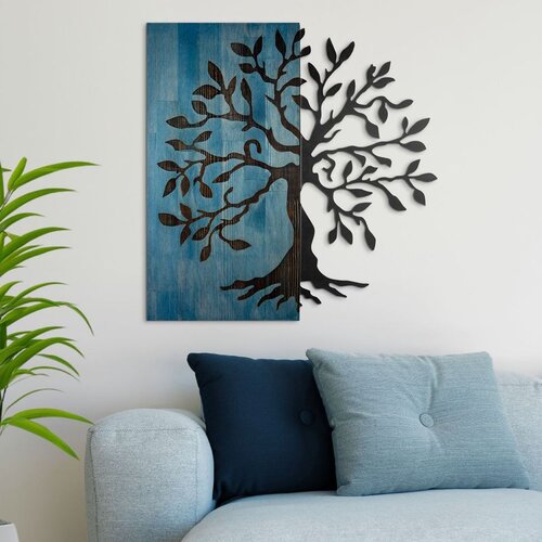 Wallxpert Aura of Nature -1 - Blue, Black BlueBlack Decorative Wooden Wall Accessory Cene