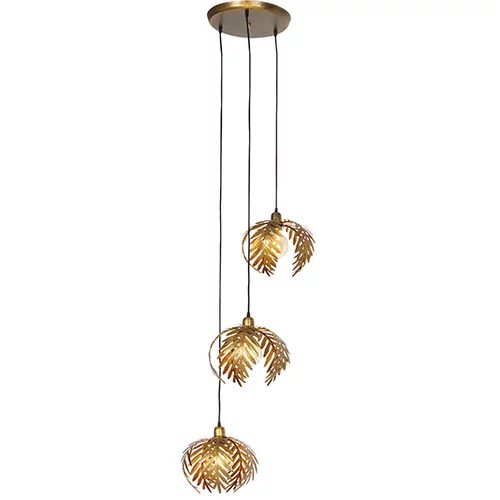 QAZQA Vintage viseča svetilka iz medenine 3 -light - Botanica