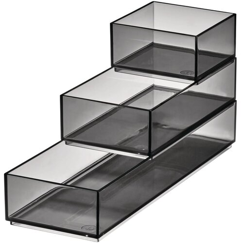 IDesign Mat črni kopalni&amp;scaron;ki organizatorji za kozmetiko iz reciklirane plastike v kompletu 3 ks Stack &amp;amp; Slide &amp;ndash; iDesign Slike