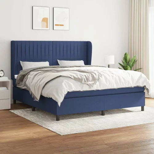  Box spring postelja z vzmetnico modra 160x200 cm blago, (20893219)