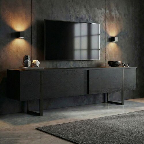 Hanah home onera - wood black, black wood blackblack tv stand Cene