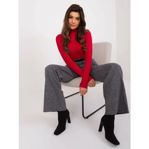Fashion Hunters Off-black knitted trousers with wide legs