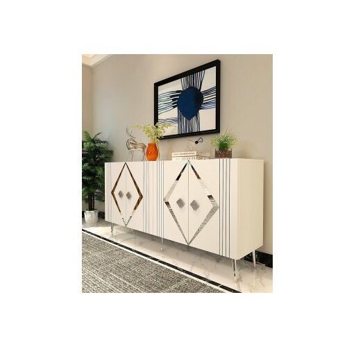 Hanah home komoda domino KB150 white silver Cene