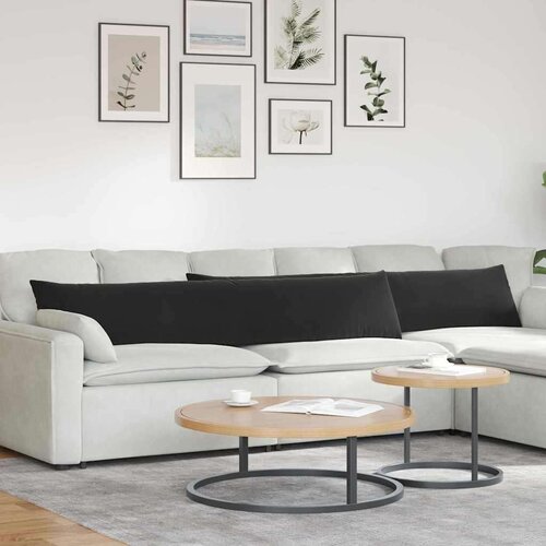 vidaXL Blazine za kavč 2 pcs Črna 200 x 40 cm Žametna tkanina Cene