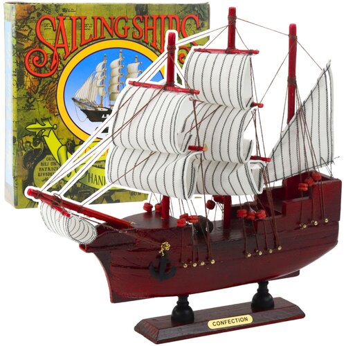  Collectible Decorative Model Sailing Ship Red 24x23cm Slike