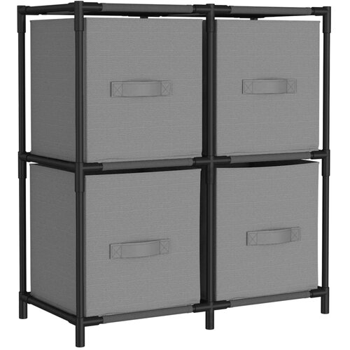 vidaXL Omara s 4 košarami iz blaga siva 63x30x71 cm jeklo, (21387857) Cene
