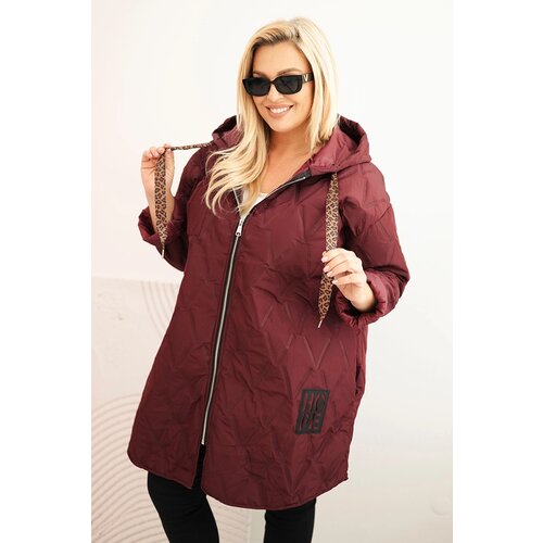 Kesi Włoski Women&amp;#039;s Plus Size quilted jacket with a hood and the word HOPE plum Slike