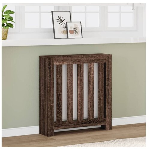 VidaXL Pokrov za radiator rjav hrast 78x20x82 cm inženirski les Slike