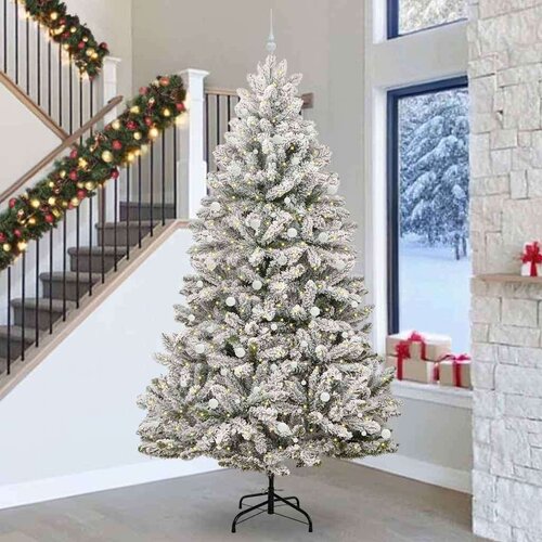 vidaXL Umjetno božićno drvce Zelena i bijela 300 cm PVC i metal Cijene