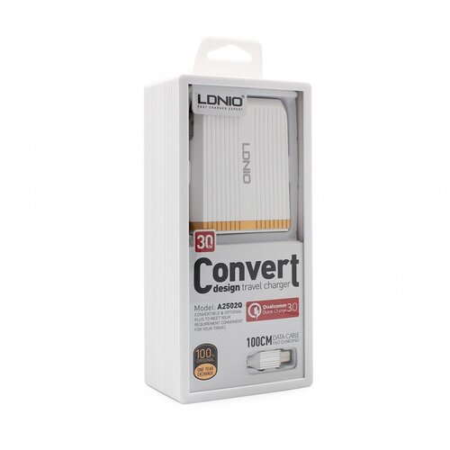 Ldnio komplet adapter A2502Q 220V 2X usb 1X qc 3.0 1x 2,4A + micro kabel Slike