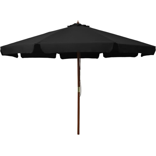  Vrtni suncobran s drvenom &amp;scaron;ipkom 330 cm crni Slike