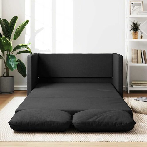 vidaXL Talni raztegljiv kavč 2 v 1 črn 112x174x55 cm blago Cene