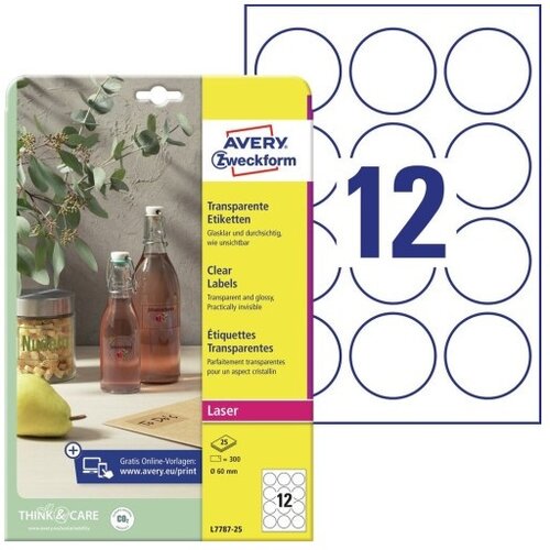 Avery Zweckform Etikete l7787-25 fi60 mm svetleče transparentne, (21290173) Cene
