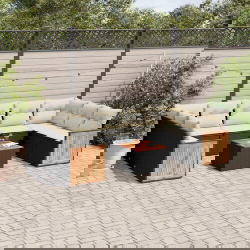 vidaXL 10-dijelni set vrtnih sofa s jastucima crni od poliratana Cijene