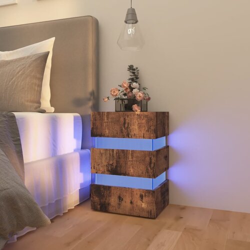 vidaXL LED noćni ormarić boja dimljenog hrasta 45x35x67 od iverice Cijene