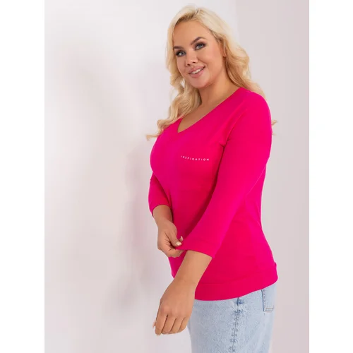 Fashion Hunters Women's cotton blouse fuchsia size plus