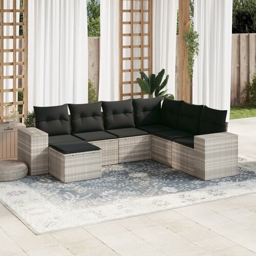 vidaXL 7-dijelni set vrtnih sofa svjetlosivi od poliratana Cijene