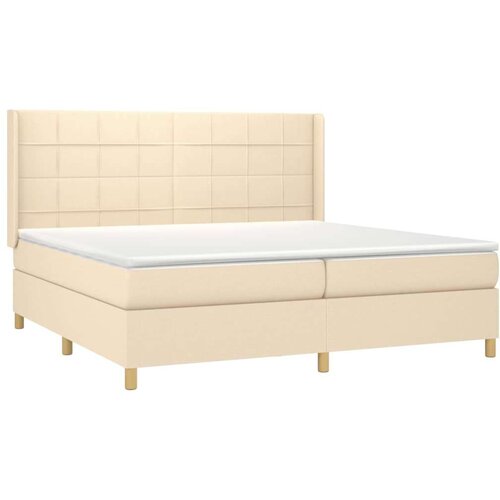  Krevet s oprugama i madracem krem 200 x 200 cm od tkanine Slike