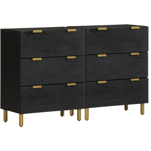 vidaXL Komoda 2 kosa črn 60x33x75 cm inženirski les Cene