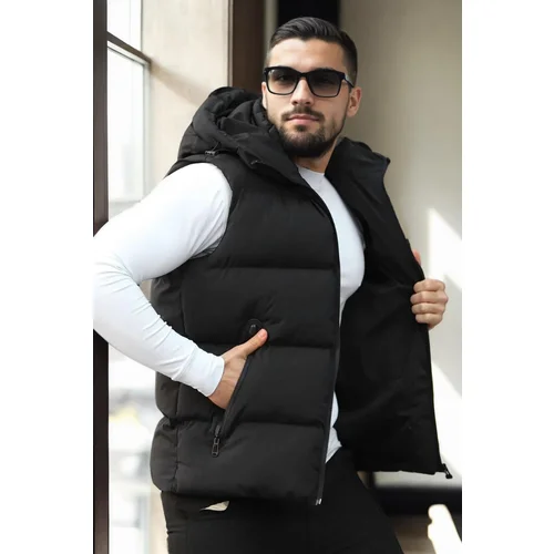 Dewberry 98149 Hooded Mens Vest-BLACK