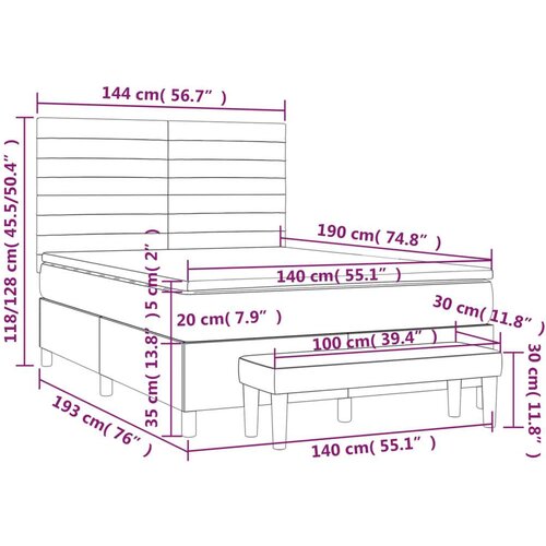  S oprugama i madracem svjetlosivi 140x190 cm od tkanine Slike