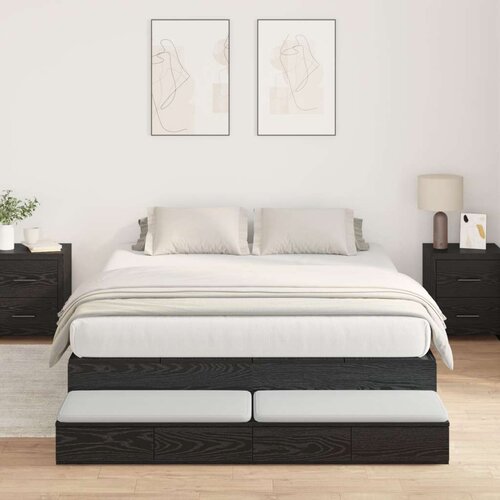  Krevet s pohranom Crni Konstruirano drvo 135 5 x 190 x 31 5 cm Slike