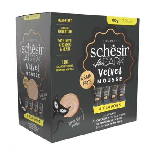 Schesir Vlažna hrana za mačke After Dark Multipack, Kesice, 12x80g Slike