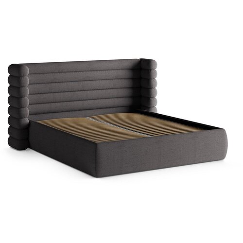 Micadoni Tamno sivi tapecirani bračni krevet s prostorom za odlaganje s podnicom 200x200 cm Mount &amp;ndash; Slike