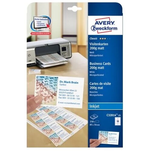 Avery Zweckform Vizitke 85 x 54 mm, inkjet, 200 g/m&amp;sup2; Slike