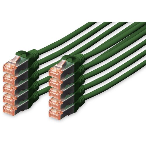 Digitus DK-1644-0025-G-10 RJ45 omrežni kabel CAT6 S/FTP 0.25 m zelena za&scaron;čita iz folije, skupna za&scaron;čita, za&scaron;čiten, brez halogena, Simplex, dvojno oklo, (20416726) Cene
