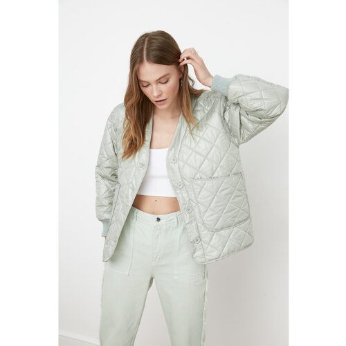 Trendyol Mint Wide Cut Oversize Pocket Quilted Inflatable Coat Slike