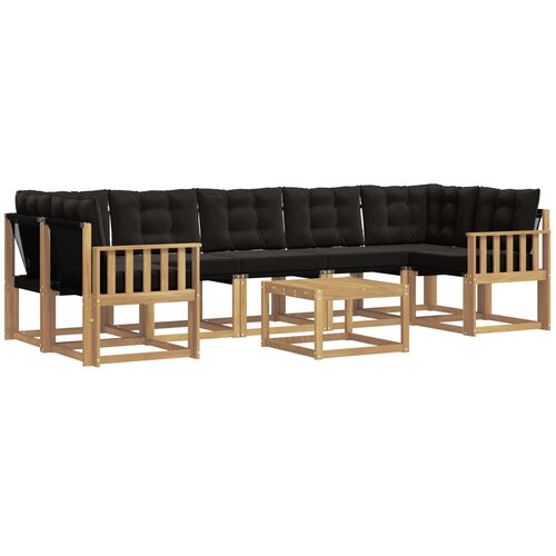 vidaXL Zunanja garnitura za sedenje z blazino 8 pcs Bela in črna, (5000280823) Cene