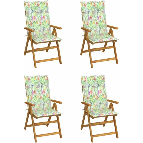  Nagibne vrtne stolice s jastucima 4 kom masivno bagremovo drvo