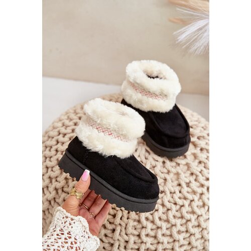 FR1 Snow Boots Children's Boots With Fur And Pattern Black Melefia Cene