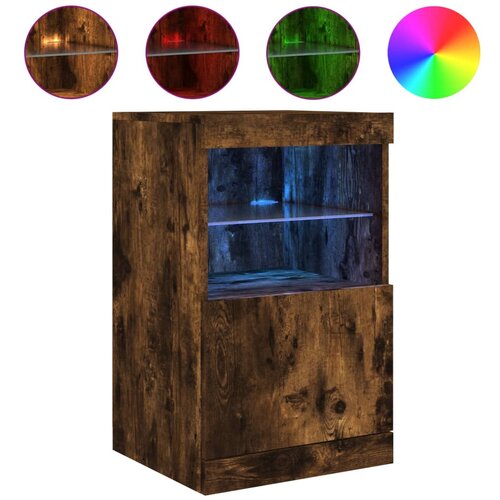 Maison Chic Komoda - Predalnik z LED lučkami dimljen hrast 41x37x67 cm, (21722463) Slike