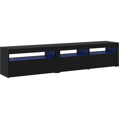 VidaXL TV omare 2 kosa z LED lučmi iz črnega hrasta, TV stojalo z LED lučmi - črno hrast - 75x35x40 cm - iz inženirskega lesa Slike