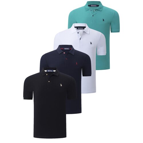 Dewberry QUAD SET T8561 MENS T-SHIRT-BLACK-WHITE-NAVY BLUE-LIGHT GREEN Slike