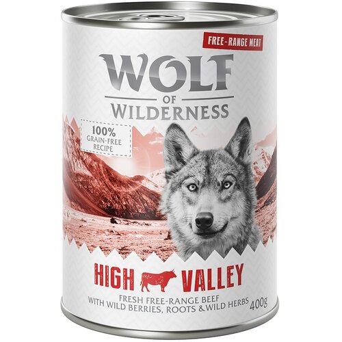 Wolf of Wilderness Varčno pakiranje "Free-Range Meat" 24 x 400 g - High Valley - govedina iz proste reje Cene