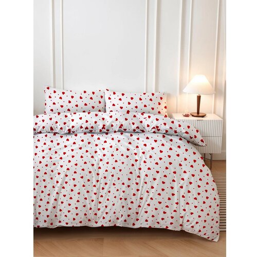 Mijolnir Rdeča/bela enojna posteljnina 140x200 cm Love Heart – Cene