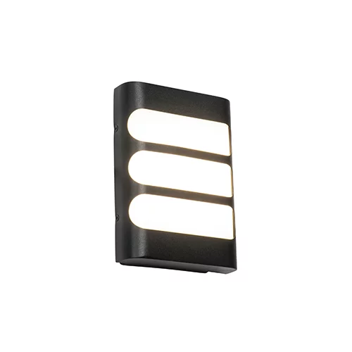QAZQA Zunanja stenska svetilka črna z LED s senzorjem za svetlobo / temo - Gaev