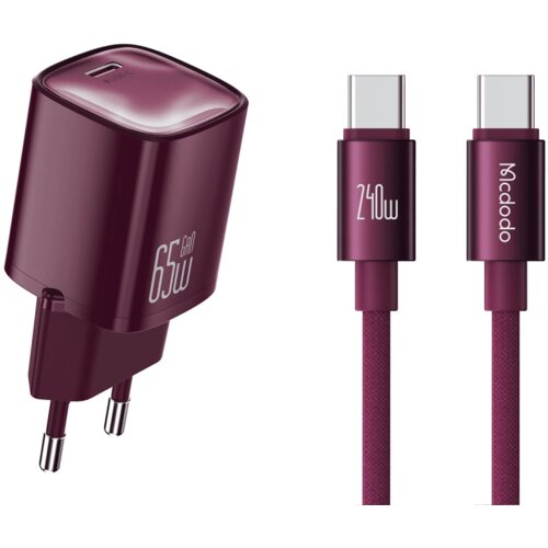 McDodo CH-8264 SET ZIDNI PUNJAČ USB-C + KABL TIP-C 65W 1,2m BORDO Cene