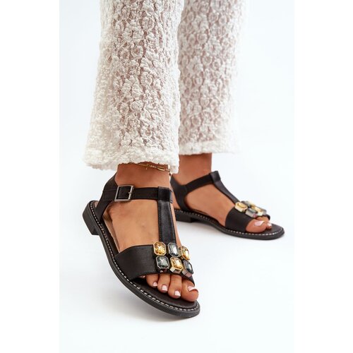 Kesi Elegant women&amp;#039;s sandals with decorative details S.Barski Black Slike