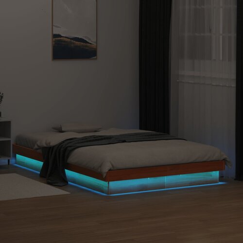 Furnova LED posteljni okvir voščeno rjav 120x190 cm trdna borovina, (21944042) Cene