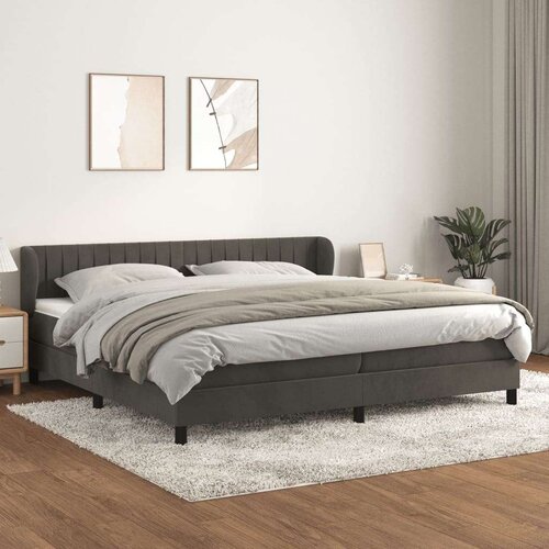  Box spring postelja z vzmetnico temno siva 200x200 cm žamet, (20726535) Slike