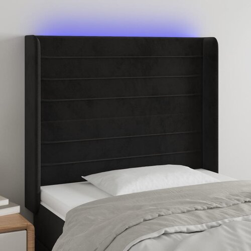  The Living Store LED posteljno vzglavje črno 83x16x118/128 cm žamet - LED Vzglavje, (21452139) Cene