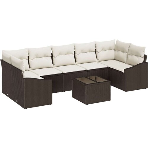  Set od 8 vrtnih sofa s jastučićima smeđi poli ratan Slike