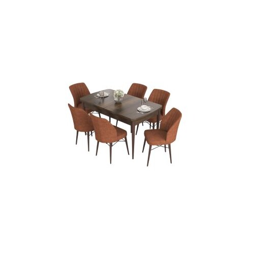 Hanah home Set Trpezarijski sto i 6 stolica Eva, smeđa Slike