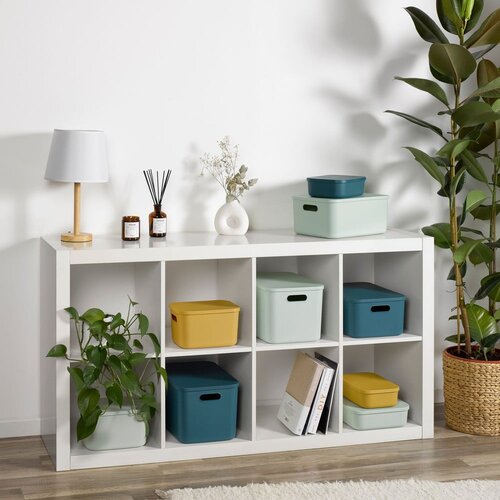 Hom&amp;eacute;a Svetlo zelena plastična &amp;scaron;katla za shranjevanje s pokrovom 24x18x8 cm &amp;ndash; Slike